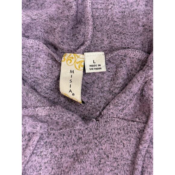 Misia Women's Purple Large Hooded Knit Sweater Stretchy - Picture 5 of 5